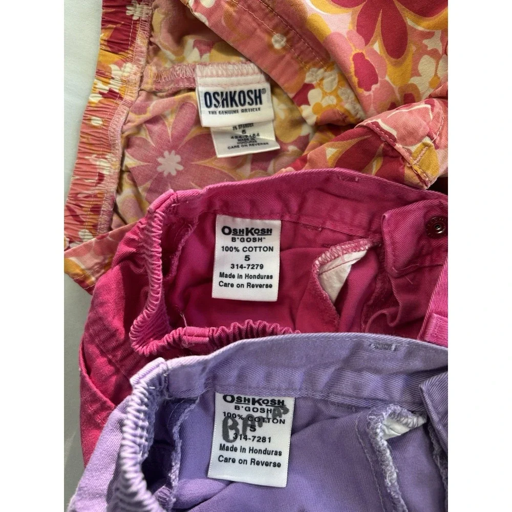 Vintage Y2K Lot Of 3 Oshkosh B'gosh Girls Shorts/capri Size 5 Toddler